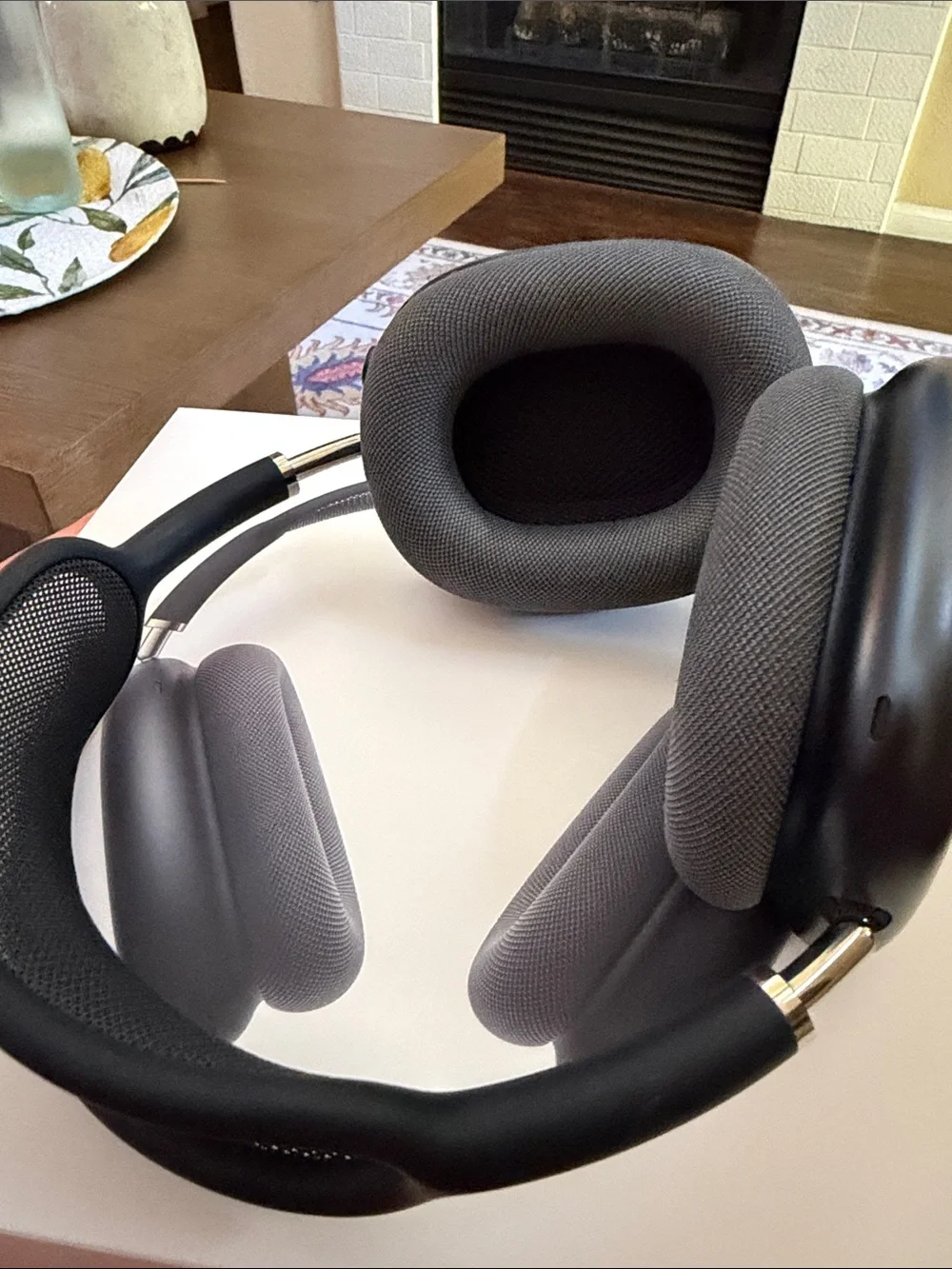 Apple AirPods Max in Space Gray with Black Case and White Cable